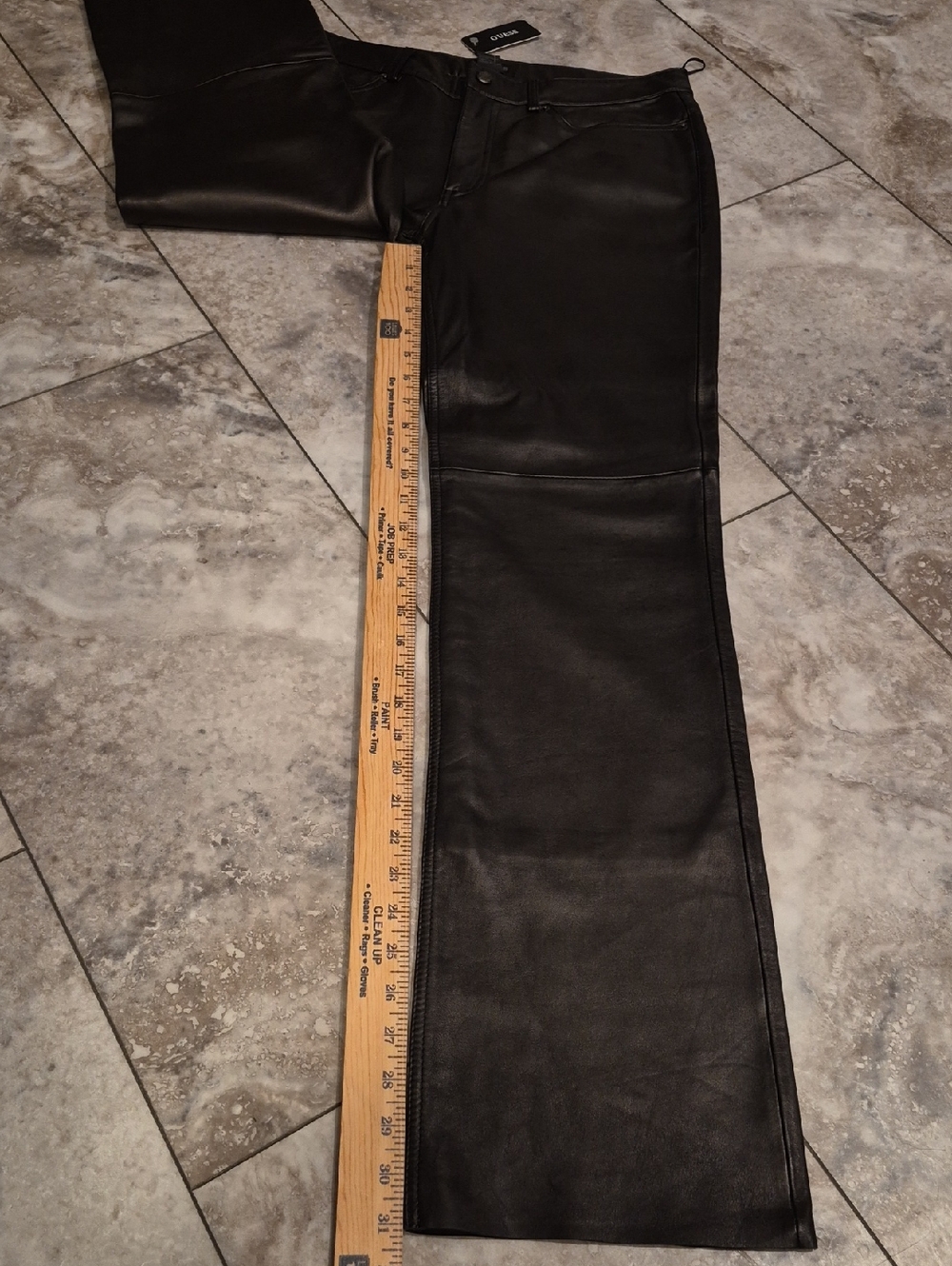 GUESS NWT REAL GENUINE SOFT LEATHER STRAIGHT CUT HIGH RISE JEANS SIZE 10 - Picture 8 of 10